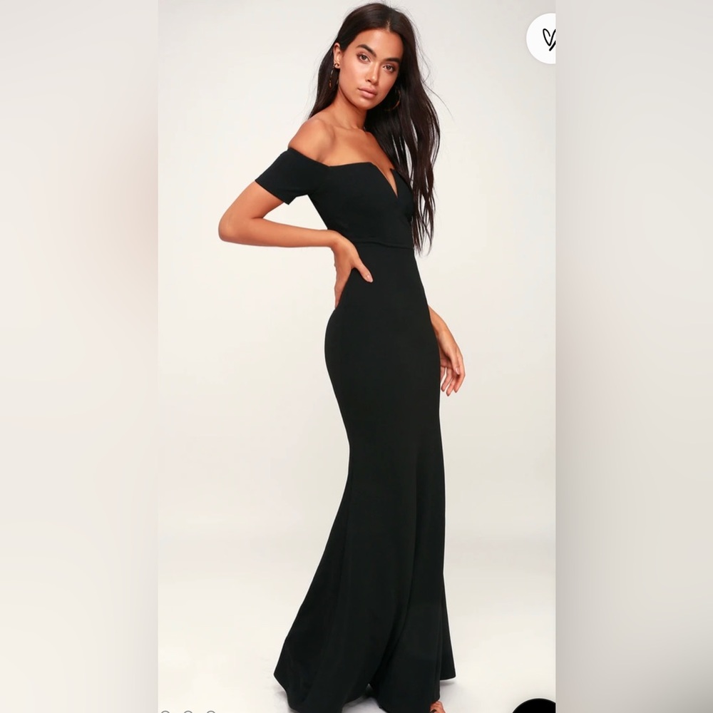 Long black dress off shoulder